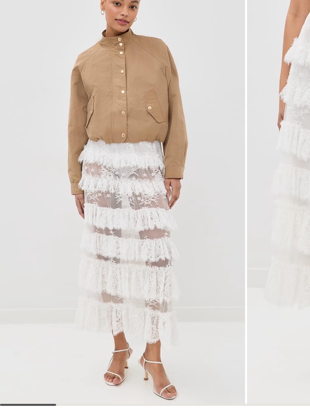 Holden White Tiered Lace Maxi Skirt